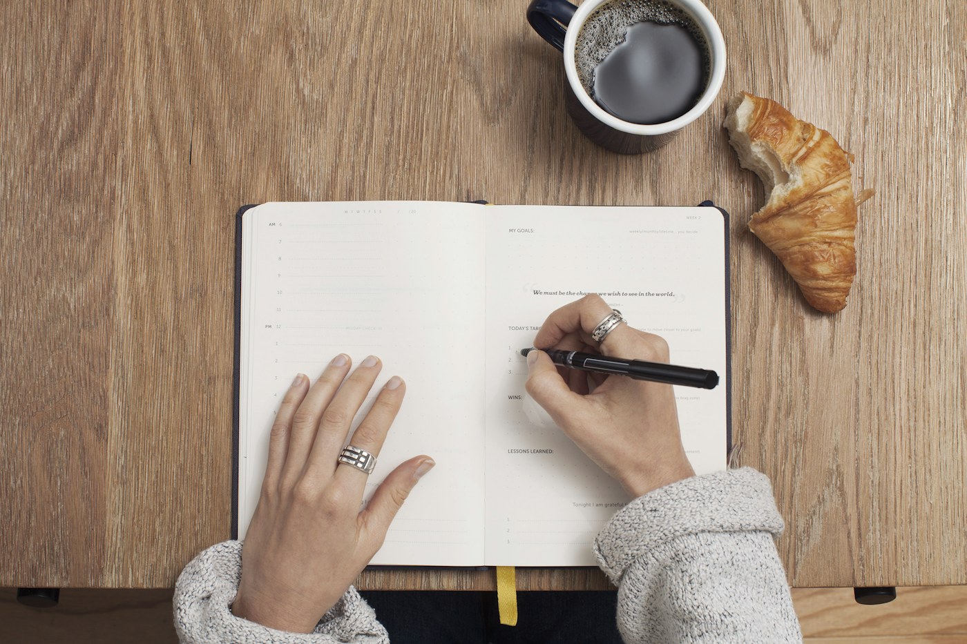 Desk prepared for writing an editorial message